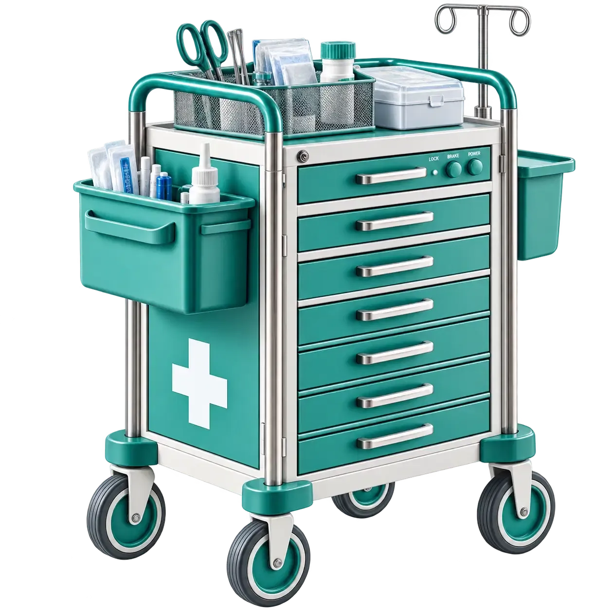 Emergency crash cart stocked for rapid deployment